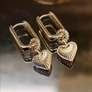 Heart Rectangle Hoop Earrings